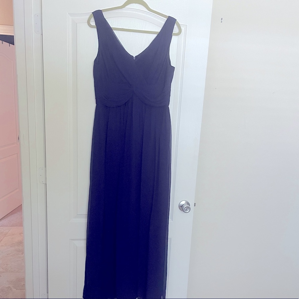 Like new Donna Morgan navy blue chiffon gown